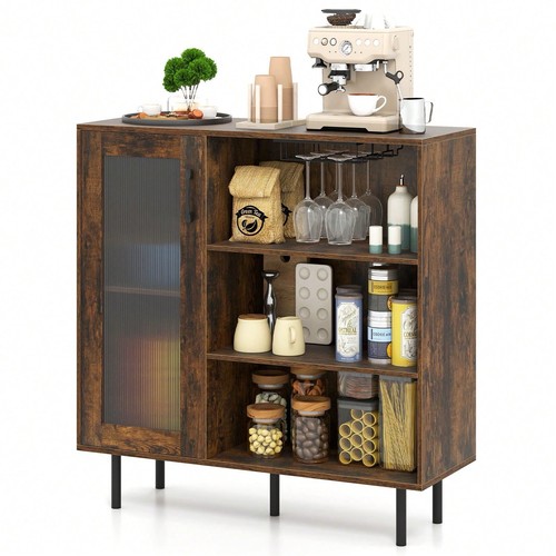 Rustic coffee bar cabinet wine - coffee,