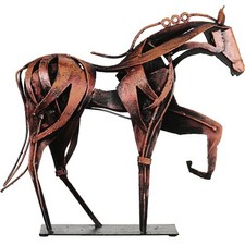 Art Metal Horse Statue Decor, 100% Handmade,  Modern Horse Sculpture (brown)