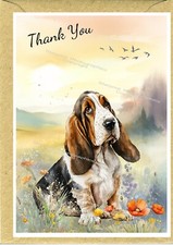 Basset Hound Dog Thank You Card, blank inside, Designed by Starprint