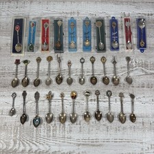 Silver Plated Spoon Collection Boxed And Unboxed x 32 Total UK & WORLD Travel