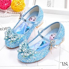 Kids Girls Elsa Princess Shoes Party Sequins Bow Glitter Fancy Dress Sandal Size