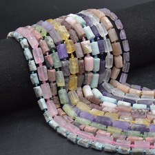 Gemstone Tube Beads - Frosted - 10mm - 13mm - 14" strand, For Jewellery Making