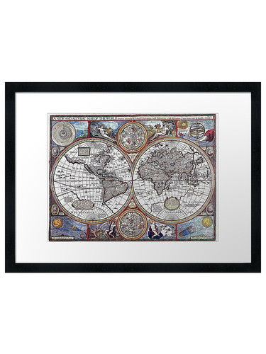 Old map the world framed - map,