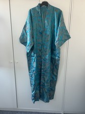 Cathaya Blue/Gold Silk Kimono Dressing Gown, Brand New