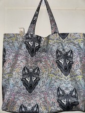 Handmade Washable Reversible Tote & Market Bag Tula Pink Wolf Of Pink Street