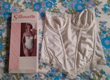 Vintage Silhouette Ivory Basque 36 B Boxed Suspenders