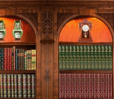 Dolls House Victorian Wallpaper Library Books Mural Quality Paper Miniature #05