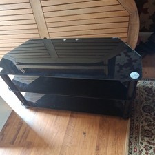 Tv Stand 3 Tierblack Tempered Glass.