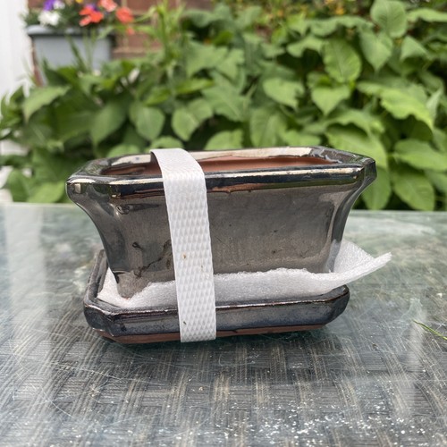 Bonsai pot silver glazed - bonsai,
