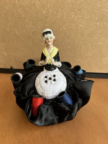 Porcelain half doll pin - porcelain,