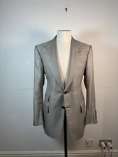 Authentic Tom Ford Prince Of Wales Check Cotton/Silk Suit Jacket. Size IT 54