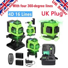 Green Beam 4D Laser Level 16 Line, 360° Full Layout, Magnetic Bracket & Glasses