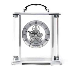 Widdop Silver Mantel Clock with Skeleton Movement W2919