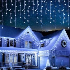 EcoNour 7.5M 240 LED Cool White Icicle Christmas Lights Outdoor Fairy String