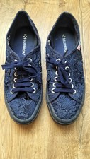 Superga Navy Blue Macrame Lace