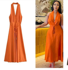 ZARA Dress Midi Linen Lyocell