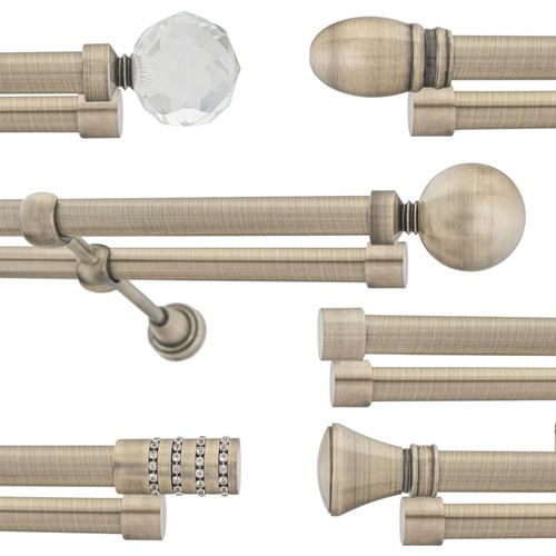 Double metal curtain pole set - metal,