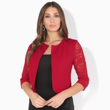 Womens Ladies Bolero Shrug Lace Top Short Sleeve Cardigan Cropped Evening Jacket