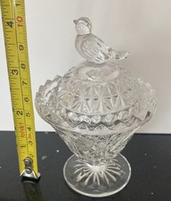 Hofbauer Byrdes Collection Lead Crystal Bird Trinket Dish Box Lidded Vintage