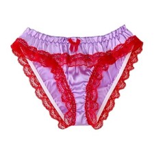 Womens Silky Satin Ruffle Frilly Full Bum Sissy Panties Knickers CD TV Sz M  10