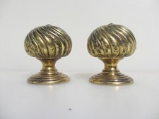 Antique Brass Door Handles Knobs Old Vintage Georgian Regency Victorian Ribbed