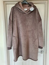 Primark Brown SNUDDIE Hooded Blanket Oversize Fleece Hoodie Snoodie Size M-L