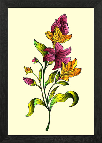Yellow beautiful lily - , framed