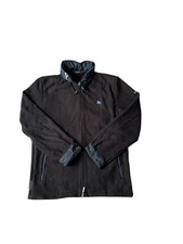 Burberry Black Label Fleece Jacket Mens Small Black Designer Hooded Y2K