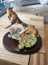 Aynsley 1984 Master Craft Hand Painted Foxes Figurine