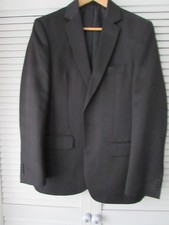 F & F Men's Dark Grey Suit Jacket Stripe 36R