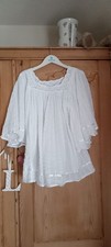 Hippy Boho Square Neck Crotchet Swing Floaty White Top One Size