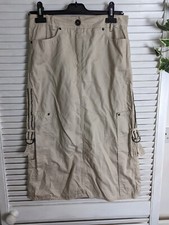 MARC CAIN Sport Women's Skirt 97% Cotton 3% Elastane Waist 30" Straight Safari