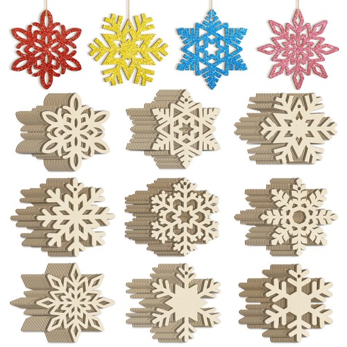 36pcs hollow wooden snowflake - 36pcs,