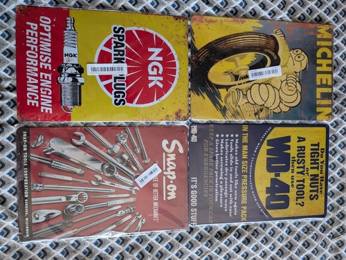 Vintage metal tin signs - metal,