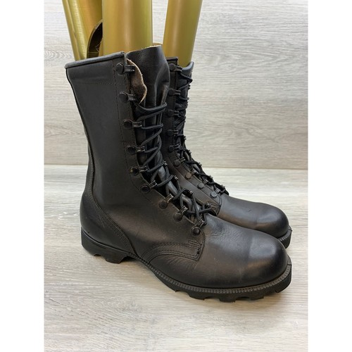 Mens black leather combat - black,
