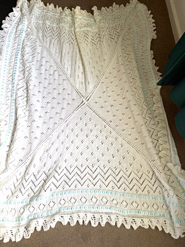 White knitted crib blanket - crib,