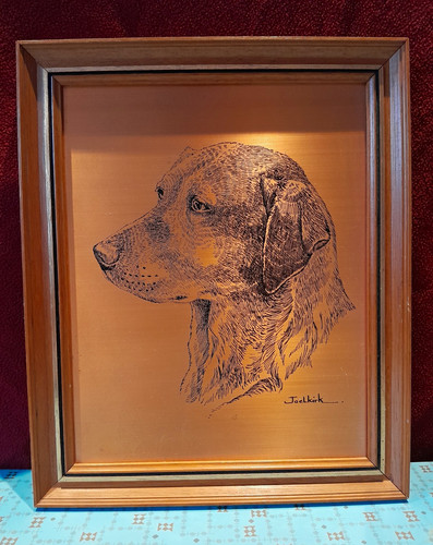 Dog labrador copper etching - dog,