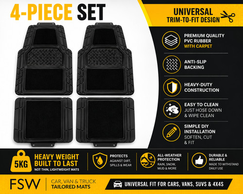 Car floor mats pvc - floor, black