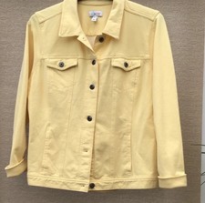 Denim & Co.   QVC Comfy Denim Style Jacket with Collar Yellow Size  XL 
