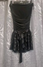 Strapless Stretch Rouchered Short Black Rara Skirt Party Cocktail Dress