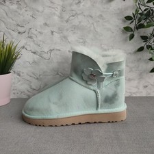 UGG Mini Bailey Button Poppy Boot. UK Size 3.5. Aqua