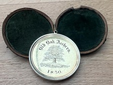 Fine George IV Period Engraved Silver Old Oak Archery Captains Medal With Case.