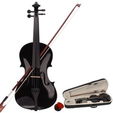 4/4 Size Acoustic Violin Set For Kids Beginners with Case Bow Rosin Bridge Black