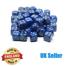 16mm Blue Pearl Six Sided Spot Dice - Choose quantity - D6 Game Dice - Wargaming