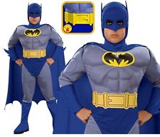 Boys Kids Child Batman Deluxe Muscle Chest Superhero Fancy Dress Costume 3-10