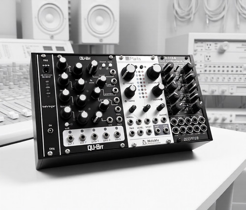 42hp black printed eurorack - black, 3d