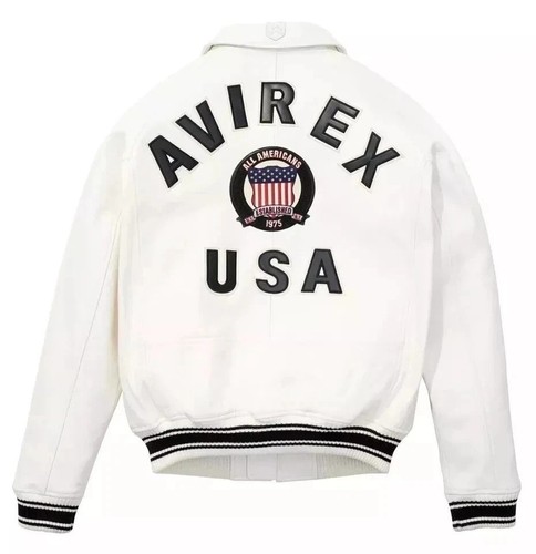 Men avirex white bomber - men's,
