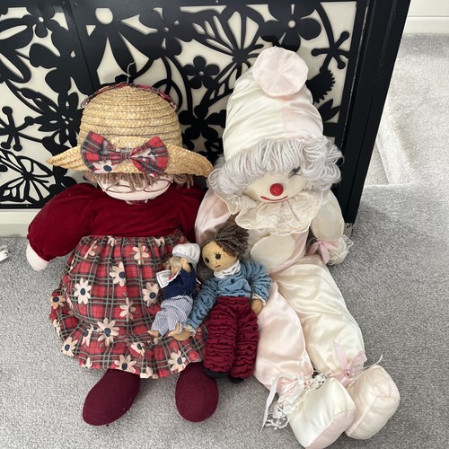 Vintage bundle dolls - clown, rag