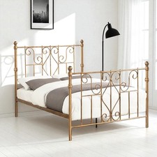 Belgravia Victorian Antique Brass Effect Metal Bed Frame - Double / King Size