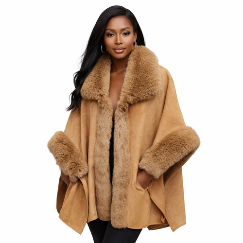 Women camel faux fur - camel,